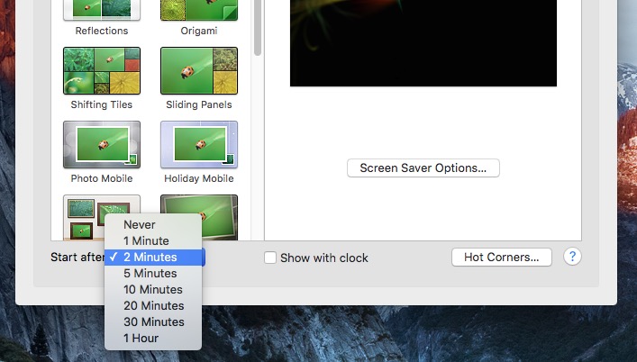 turn off screen saver mac